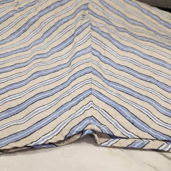 Lands End Sleeveless Striped Linen Midi Dress Keyhole Back Womens Size M 10 12 - Picture 10 of 15